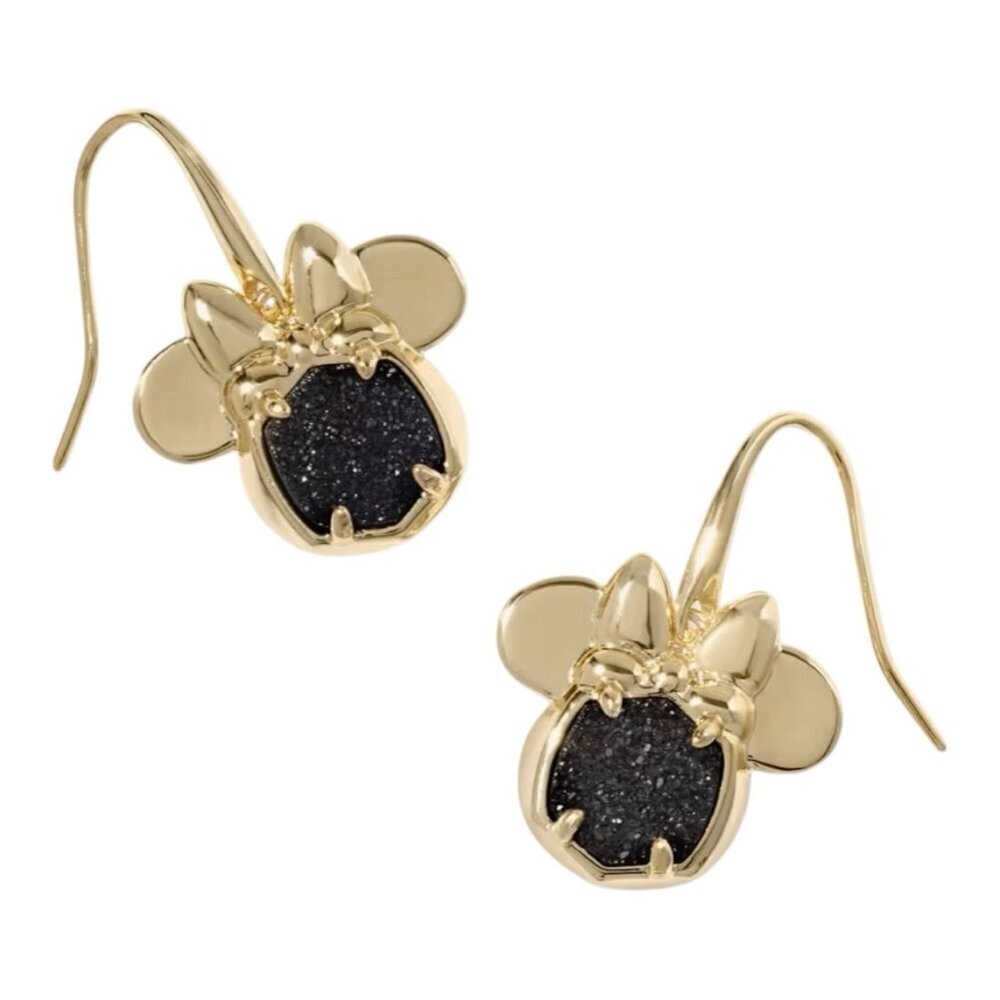 Kendra Scott x Disney Minnie Mouse Black Gold Drop Earrings Authentic – New